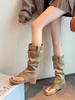 Женские сапоги 2024 года, босоножки, увеличивающие рост, шлепанцы, ботинки, ботинки до середины голени, ботинки