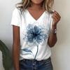 Summer Women Short Sleeve V-neck Oversized T-Shirt for Women White Fashion Ladies T-shirt 3d Dragonfly Print Top Casual Clothes