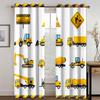 Cartoon Curtains Blinds for Boys Room Kitchen Windows, Ready-made Treatment, Excavator, Bulldozer, Truck, Excavator, Long, Blind