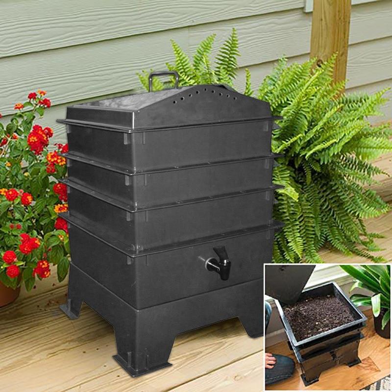 Контейнер для компостирования на открытом воздухе: Органический ферментер для садовых листьев и кухонных отходов