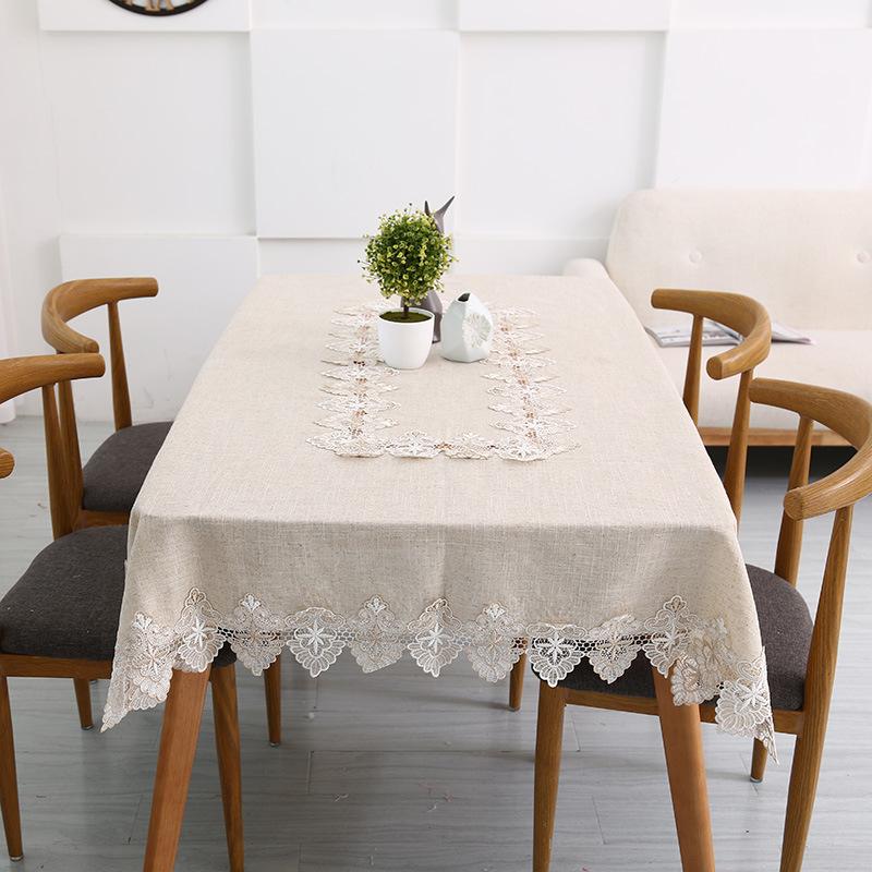 Однотонная скатерть чистого светло-серого цвета в европейском стиле с кружевным подолом, моющаяся скатерть для чайного столика