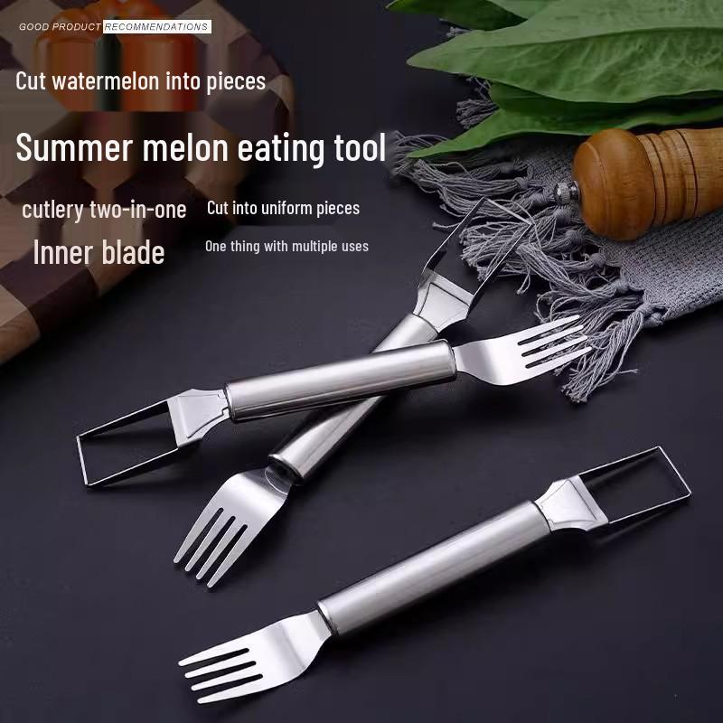 Stainless Steel Double-Headed Watermelon Cutter and Fruit Fork
