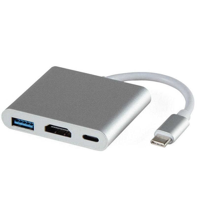 3-в-1 4K Конвертер Type-C в HDMI Алюминиевый корпус 3.0 PD Адаптер зарядки Док-станция HD USB