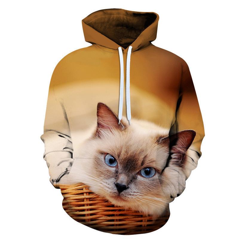 New Fashion Cat Hoodies 3D Animal Cat Printed Hoodie Casual Men Women Hooded Pullovers