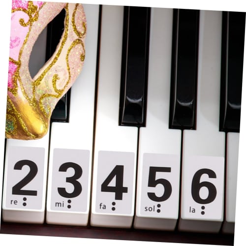 Hoement Removable Piano Keyboard Note Label Set, 88-Key Piano Key Stickers, Learning Piano Stickers with Notes and Numbers