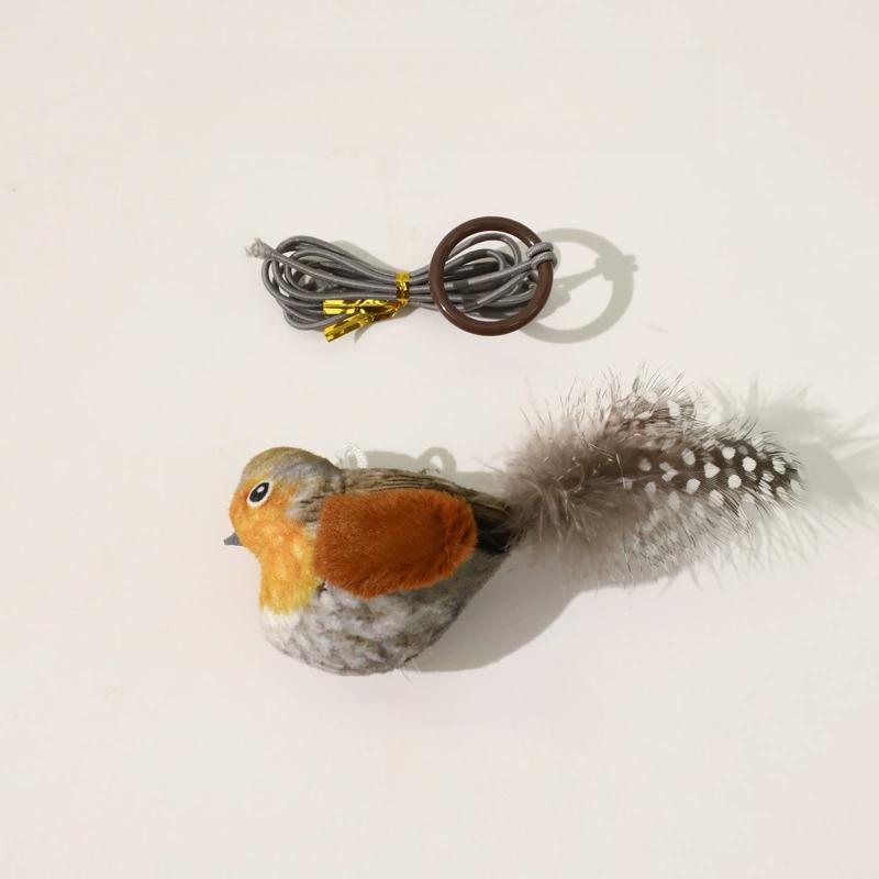 Интерактивная игрушка для кошек, подвесная пищащая имитация пения птиц, плюшевая игрушка для птиц, дразнящая игрушки для котят, игрушка-перо, товары для животных