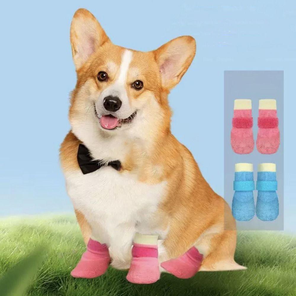 4 шт./компл. дышащие водонепроницаемые носки для собак с мягкой подошвой для ножек домашних животных для прогулок на открытом воздухе