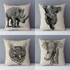 Cozy Couch Cushion Cover Home Decorative Pillows Black Elephant Kola Elk Printed Animals Pillowcase 45x45cm Housse De Coussin