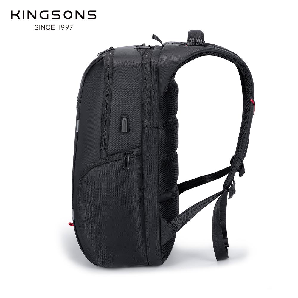Мужские рюкзаки Kingsons Для 15,6, 17-дюймового ноутбука С портом USB Type-C для зарядки Водонепроницаемый Деловые Черный KS3140-AC/AD