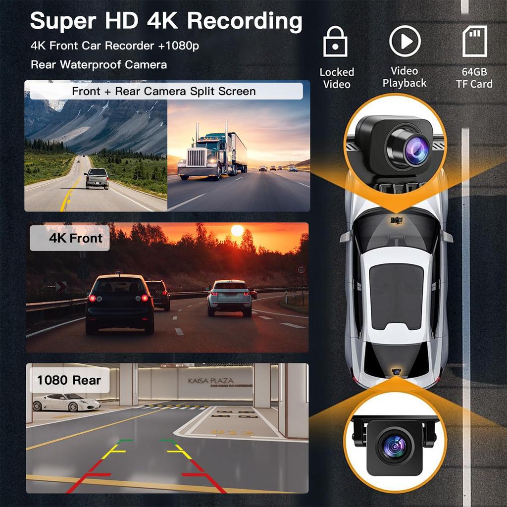 [carabc] Универсальный 9-дюймовый экран CarPlay для автомобиля, Автомагнитола Apple Andriod Auto с 4K-видеорегистратором, камера заднего вида 1080p