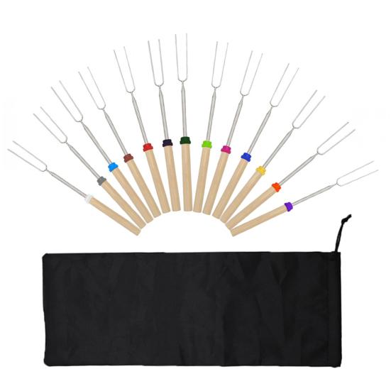 Yousheng Телескопическая вилка для барбекю из нержавеющей стали U-образные шампуры для шашлыка Выдвижные палочки для жарки зефира и хот-догов для костра, пикника, приготовления на открытом воздухе