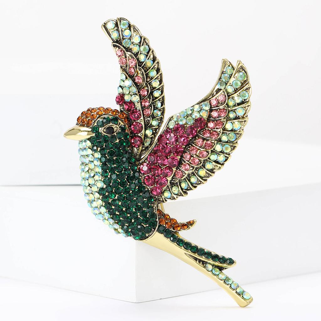 Брошь в виде птицы из высококачественного сплава со стразами, тяжелая промышленность, изысканный женский костюм, кардиган, корсаж, ювелирное украшение, булавка