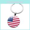 Стильный брелок с американским флагом Металлический аксессуар Современный дизайн Подарок Цинковый сплав