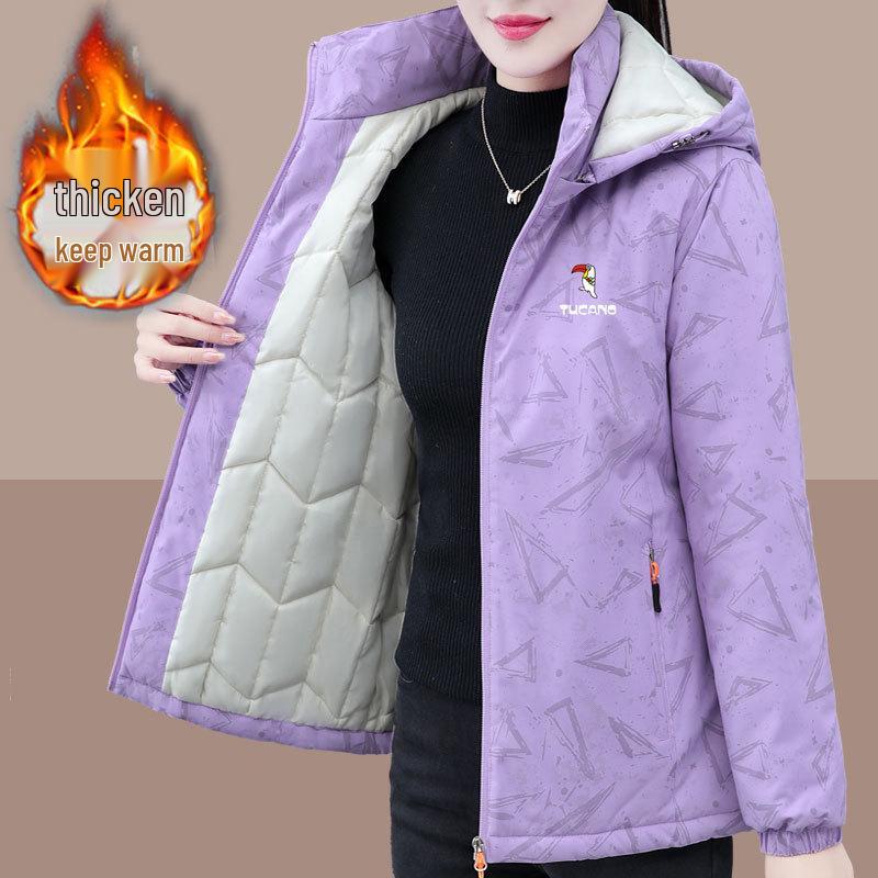 2024 Женская зимняя теплая хлопковая куртка с капюшоном для женщин среднего и пожилого возраста