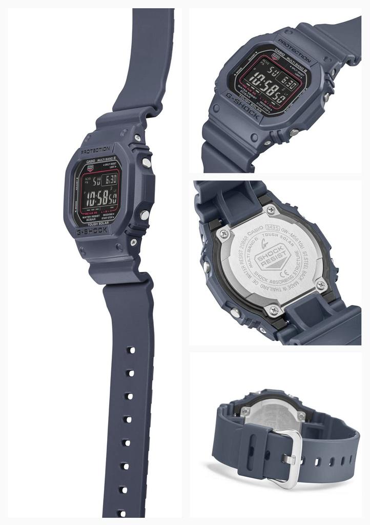Часы Casio G-Shock (Аутентичная японская модель) GW-M5610U-2JF Мужские Синие Радиоуправляемые Солнечные Часы с Супер Подсветкой(Светодиодный светильник высокой яркости)