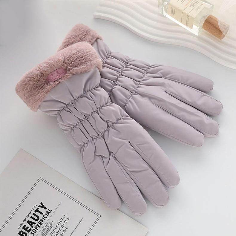 Woman Winter Warmer Cute Panda Plush Velvet Touch Screen Gloves Girls Outdoor Skiing Riding Mittens