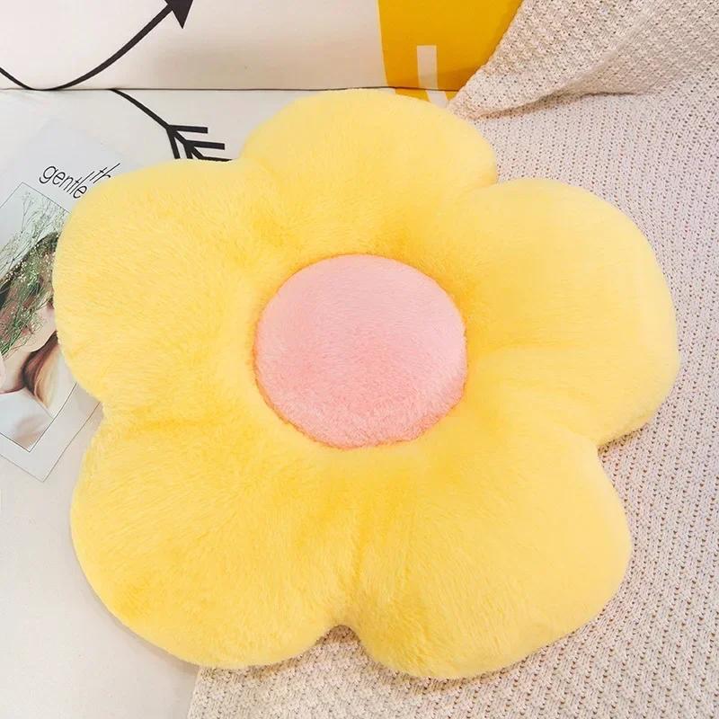 2025 New Flower Plush Shape Pillow Cushion Office Sunflower Cushions Solid Color Home Supplies for Girls Baby Home Decor Gift