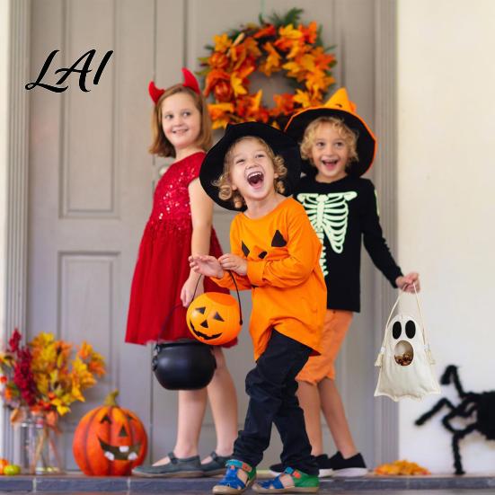 Trick Or Treat Candy Holder Halloween or Bag for Kids Cute Ghost Design with Handle Oxford Cloth Snack Party Favors School Bags