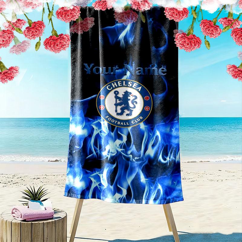 Chelsea F Custom Name Print Beach Towel, Large Soft Quick Dry Towel for Beach Camping Swimming