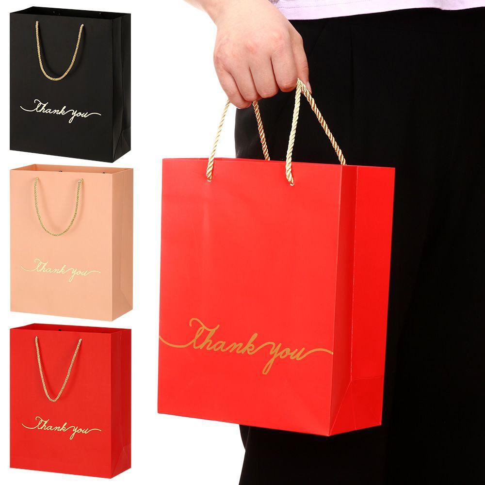 Stamping Thank You Present Decor Gift Boxes Paper Bags Package Bag Handbag
