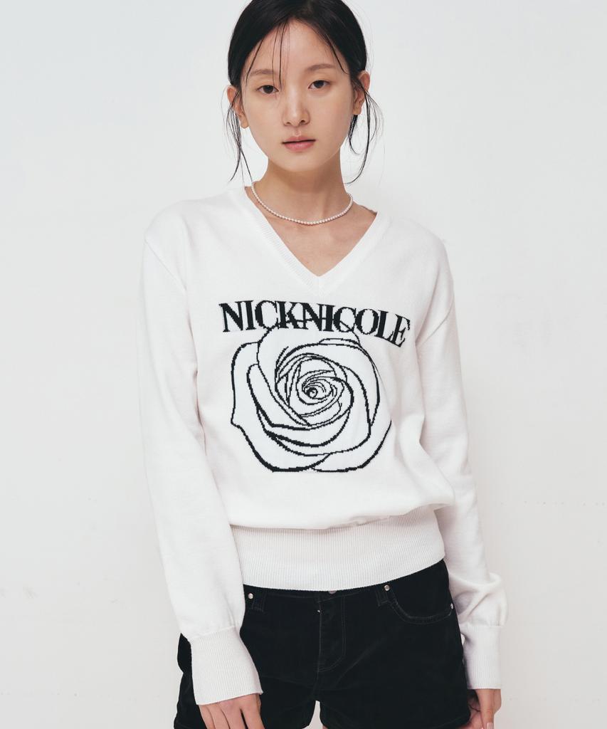 Nigaennikol Nicole Rose Жаккардовый пуловер вязаный_Слоновая кость