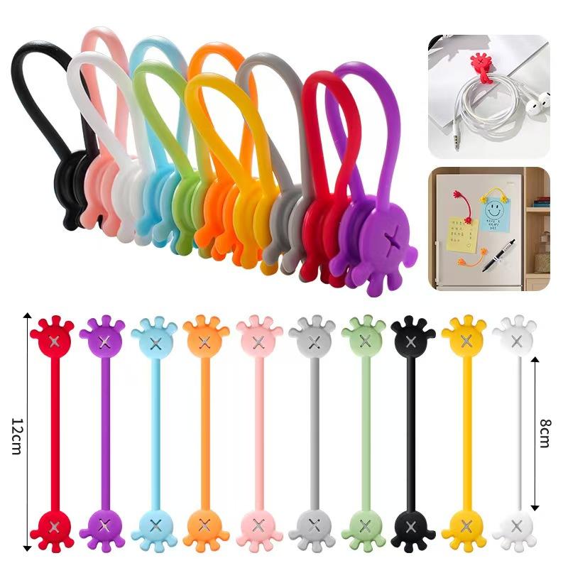 10Pcs Cable Ties Multipurpose Silicone Magnet Cord Ties Silicone Cable Wrap Cord Clip for Cable Management best sale