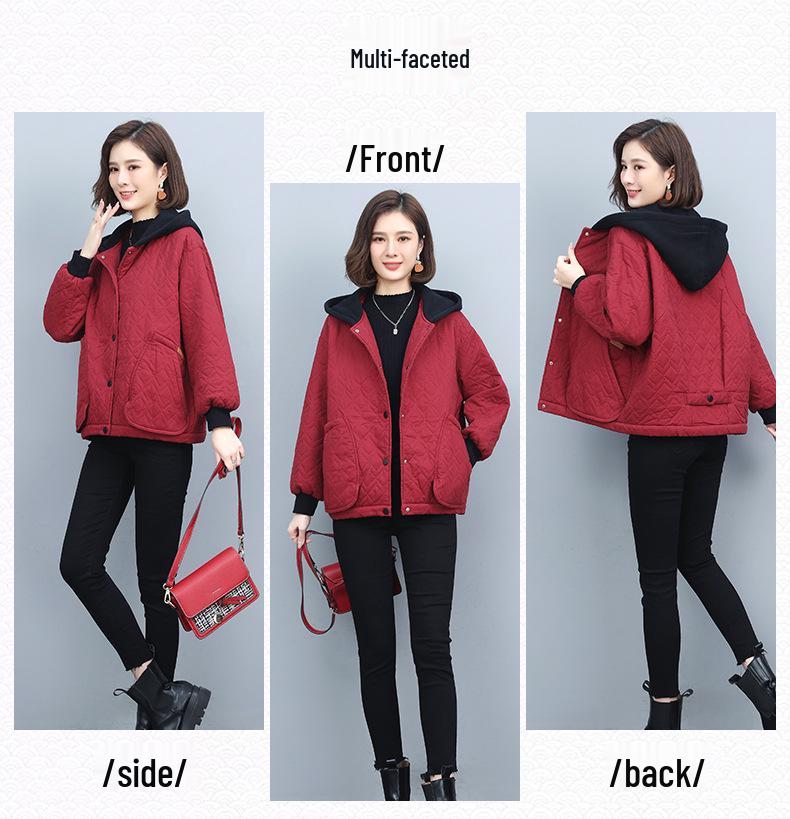 2024 Women's Hooded Thick Cotton Jacket - Casual, Plus Size, Autumn/Winter Outerwear