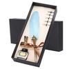Feather Pen Set Vintage Ink Carved Metal Pen Writing Suit for Business Gift Table DecorationSky Blue