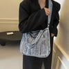 Large Capacity Portable Denim Shoulder Bag for Women Korean Summer Edition Casual Fashion Commuter Shoulder Crossbody Bag