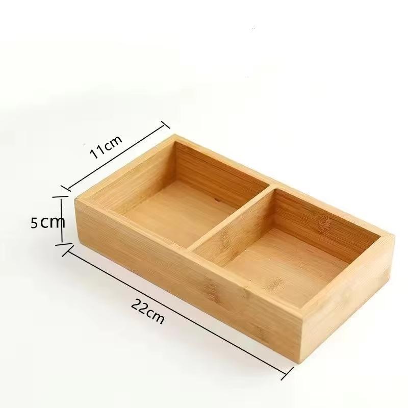 Tray 1PC Bamboo Nine Compartments Dinner Plate Snack Plate Side Dish Plate Bread Compartment Plate Platter Soap Box Drain Basket