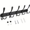 Матово-черная настенная вешалка с 5 прочными тройными крючками, нержавеющая сталь для курток, шляп и многого другого в прихожей или холле