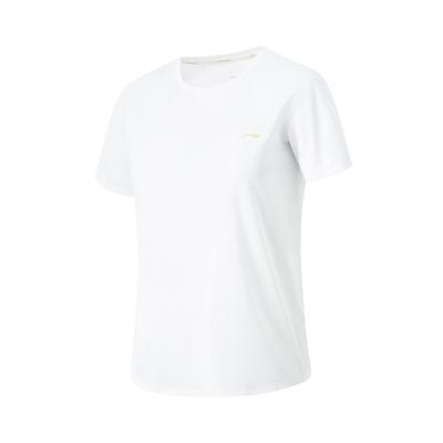 Футболка Li Ning Womens Running Series с круглым вырезом, дышащая, быстросохнущая, с логотипом, женские топы, стандартная, белая ATSU060-5