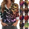 Женская рубашка-блузка с принтом и пуговицами, длинный рукав, повседневный базовый рубашечный воротник, обычный топ