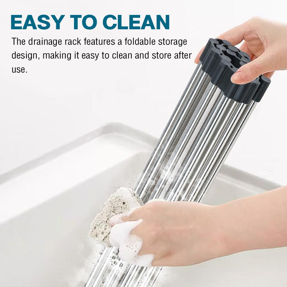 Foldable Dish Drainer Roll Up Dish Drying Rack Dish Drainer Shelf Organizer Tableware Plate Storage Rack Kitchen Accessories