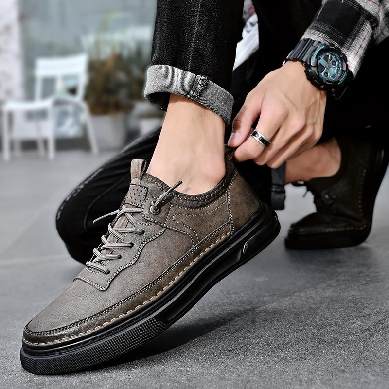 Кроссовки, мужская рабочая обувь, осень 2024, новая роскошная кожаная обувь высокого качества, классическая спортивная мужская обувь на шнуровке на открытом воздухе