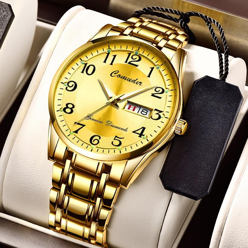 Trendy Men's Quartz Wristwatch Waterproof Dual Calendar Luminous Male Watch Daily Wear Outdoor Activities Business Occasions