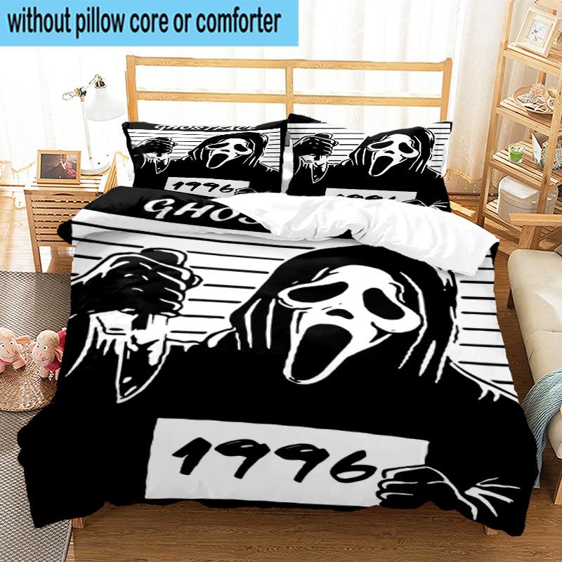 3PCS Ghostface Night Horror 3pcs Bedding,Including 3PCS Duvet Cover And 2pcs Pillowcases Perfect for Christmas,Ideal for Bedroom, Dormitory