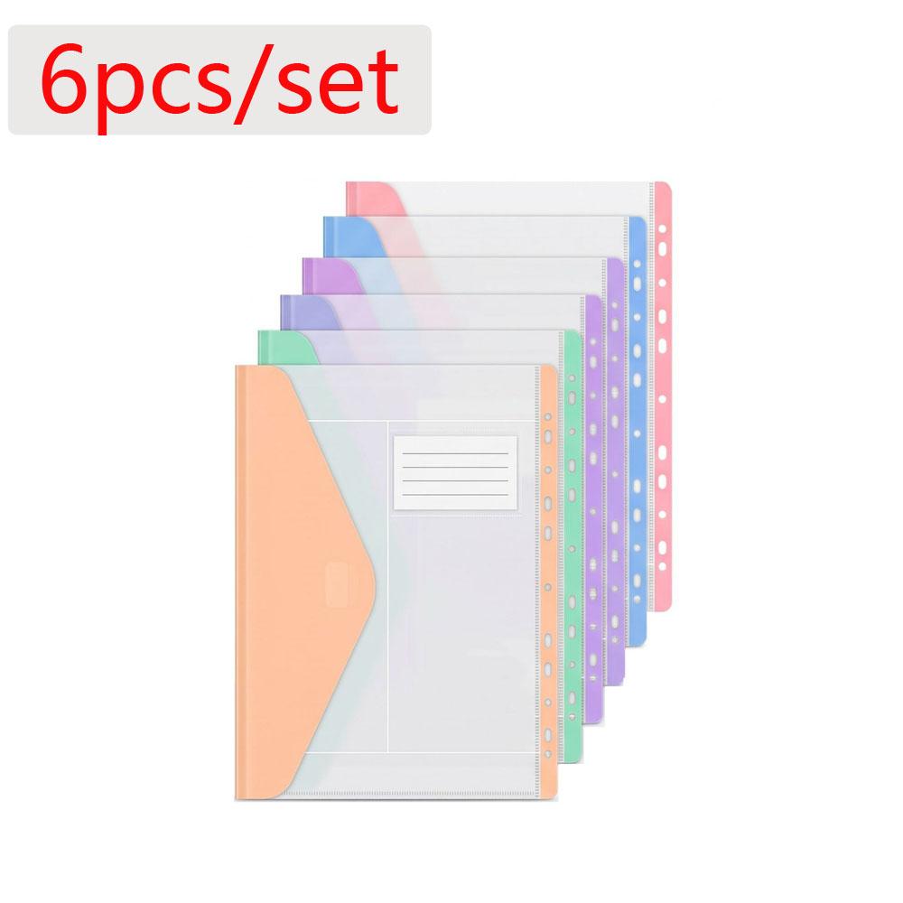 11-Hole A4 Binder Pockets Macaron Color Transparent Binder Pocket Organizer Folders Document Pouch Bag with Label School Office