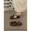 Fairy milky white open-toed sandals female flat-soled soft-soled vacation shoes