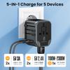 Универсальный дорожный адаптер 5 в 1 с международной вилкой питания с 2 USB-C и 2 USB-A, всемирное сетевое зарядное устройство для вилок США, ЕС, Великобритании, Австралии
