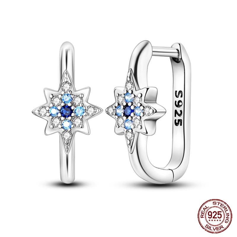100% 925 Silver Earrings For Women Colorful Zircon Star Butterfly Devil's Eye Pendants Earrings Elegant Party Jewelry