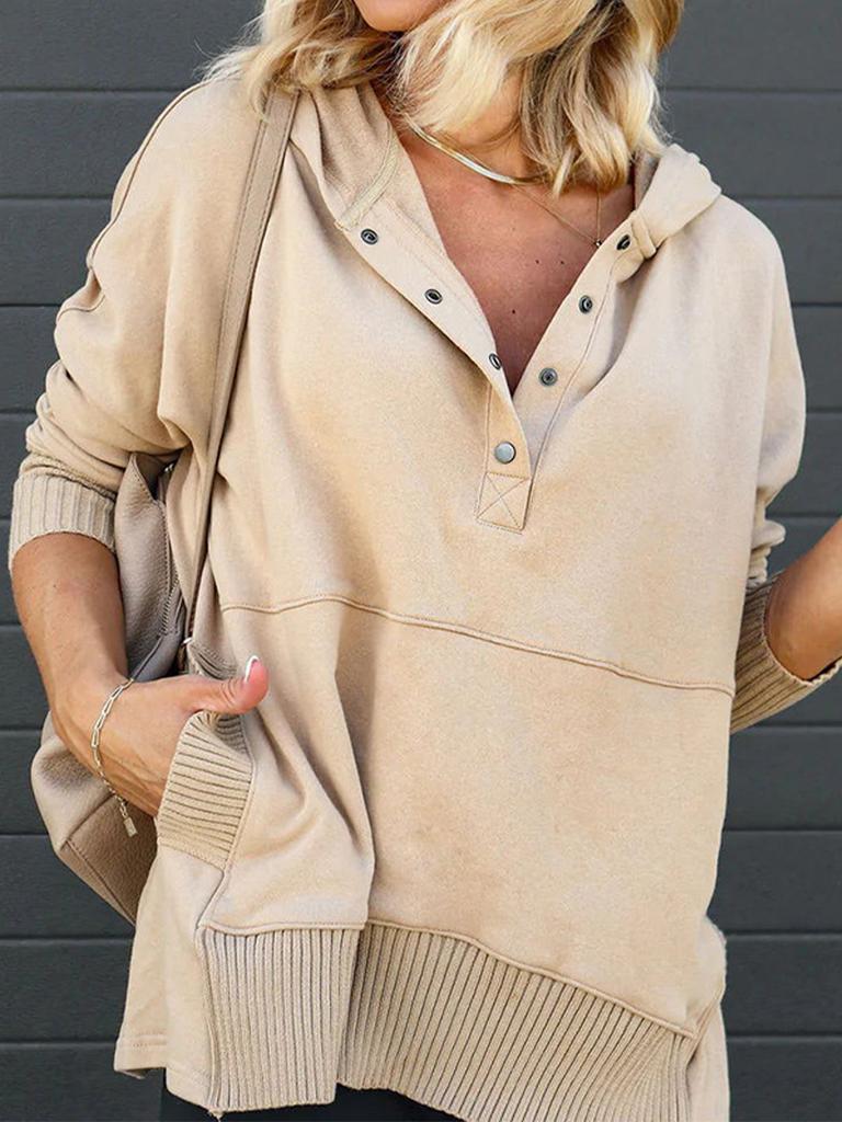 Женская толстовка, модный топ с v-образным вырезом и капюшоном, рукавами «летучая мышь», повседневный свободный пуловер с резьбой