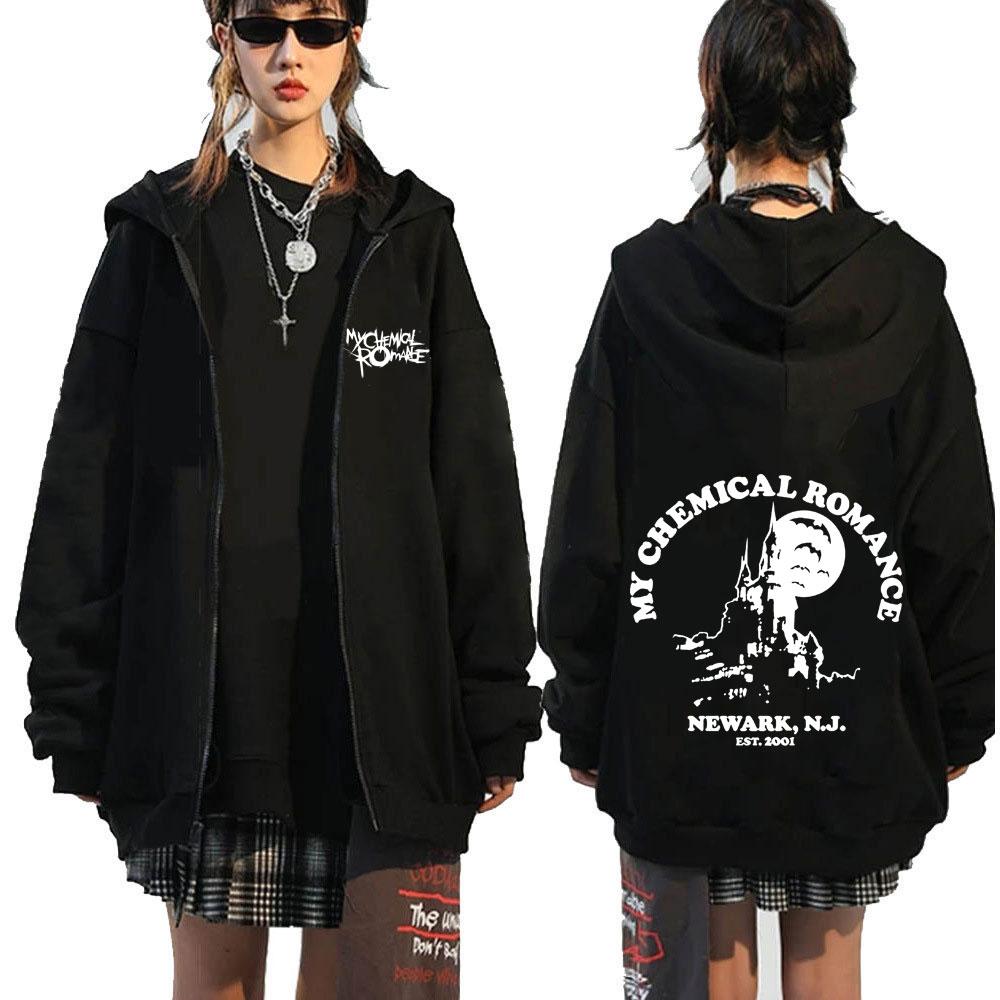 Rock Band My Chemical Romance Mcr Dead Zipper Hoodie Black Parade Punk Emo Zip Up Hoodies Men Fashion Vintage Oversized Pullover