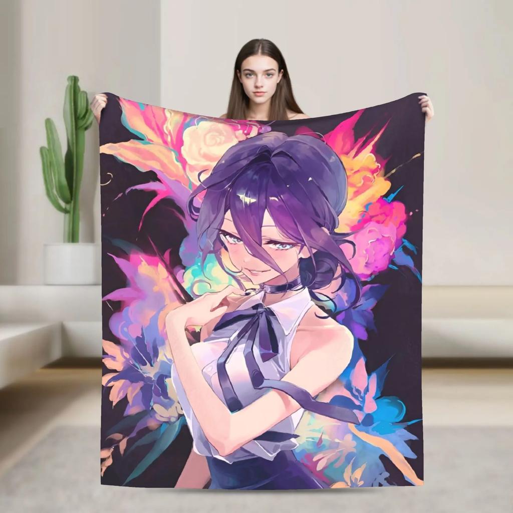 ChainsawsMan Reze Fleece Blanket  Soft Warm Anime Movie Throw Blanket for Home Living Room Dorm Gift