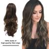 Женские длинные волнистые вьющиеся парики Естественный вид Высокотемпературные шелковые пушистые волосы Парики Полные кружевные шапочки Долговечный модный коричневый с центральным пробором