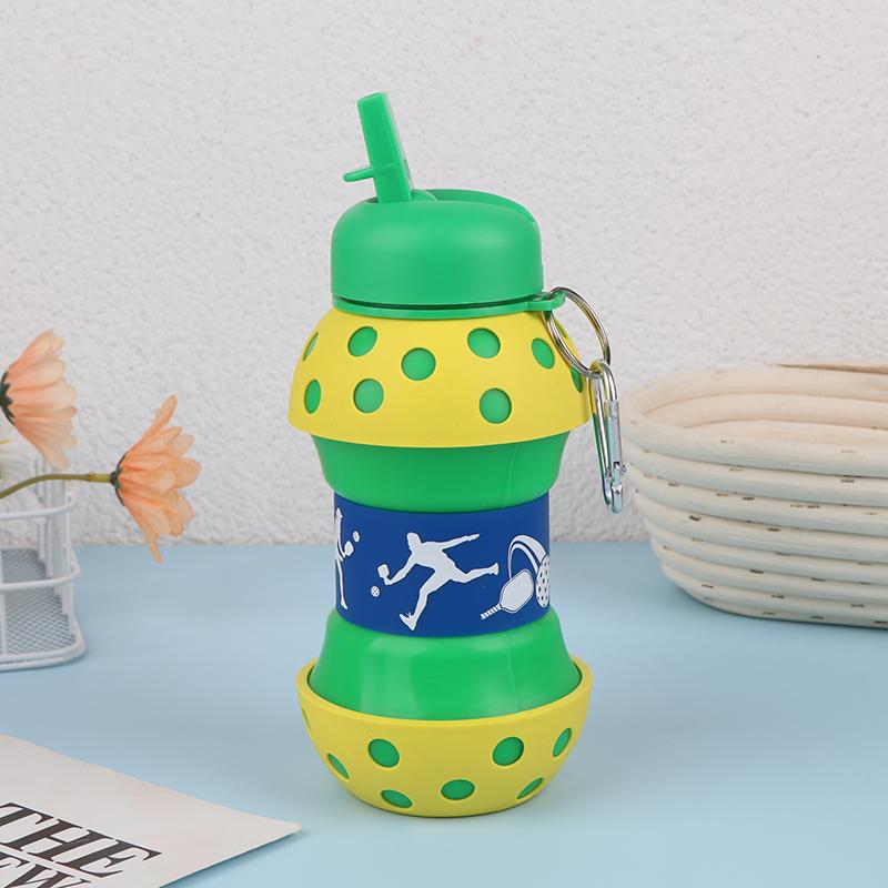 Fold Silicone Water Bottle Outdoor Basketball Football Tennis Golf Baseball Pickleball Leakproof Portable Kids Water Bottle