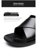 Men's Genuine Leather Korean Style Sandals - Trendy, Non-Slip Beach Flip-Flops