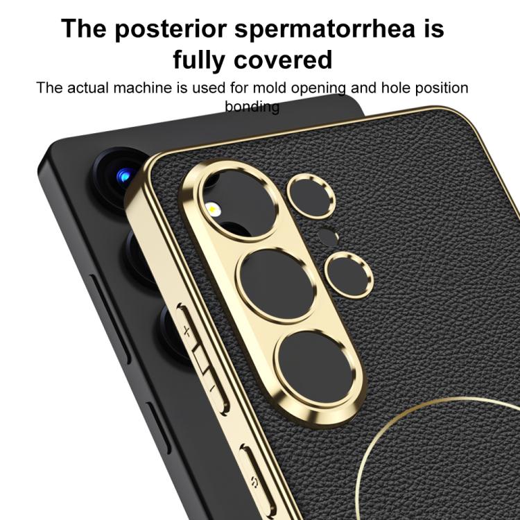 Electroplated Leather TPU Magnetic Nickel‑Ring Protective Phone Case For Samsung Galaxy S26 Ultra 5G