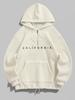 Мужская толстовка с капюшоном из флиса с вышитыми буквами CALIFORNIA и карманом-кенгуру на четверть молнии