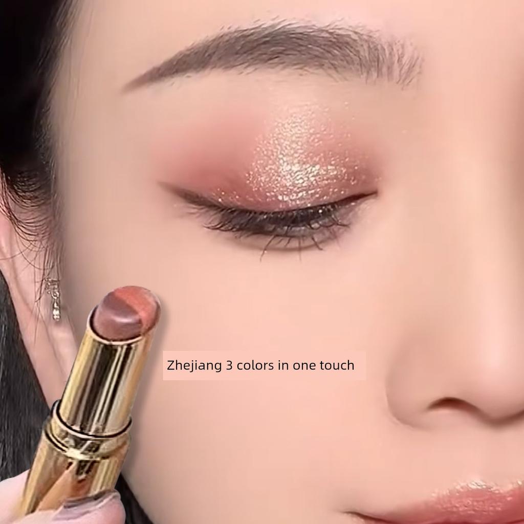 Three-Color Eyeshadow Stick, One-Swipe Application, Everyday Light Makeup, Shimmering Earth Tones, Matte, Beginner-Friendly, 2026 New Model